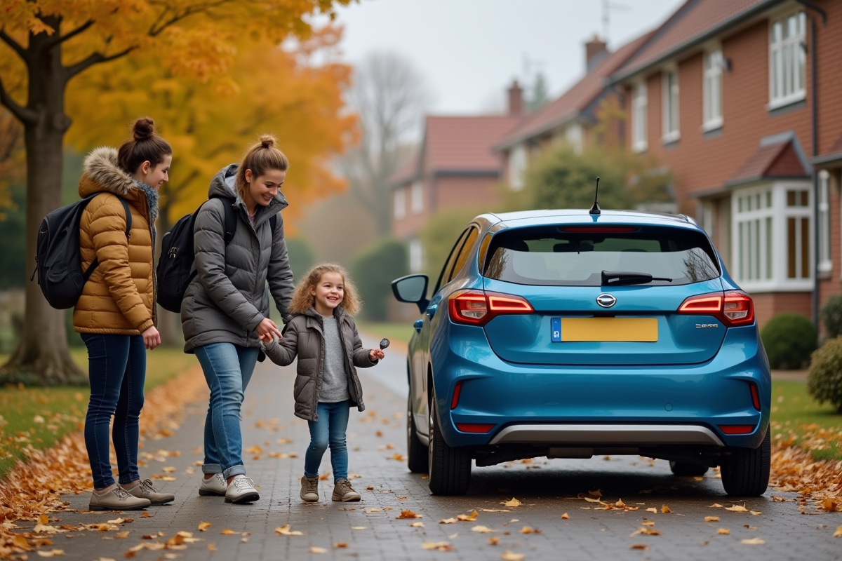Famille avec enfant près d