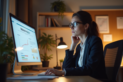 Femme professionnelle analysant des données sur un ordinateur