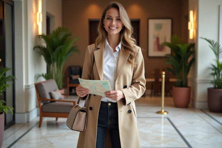 Femme élégante dans un hôtel de Montpellier