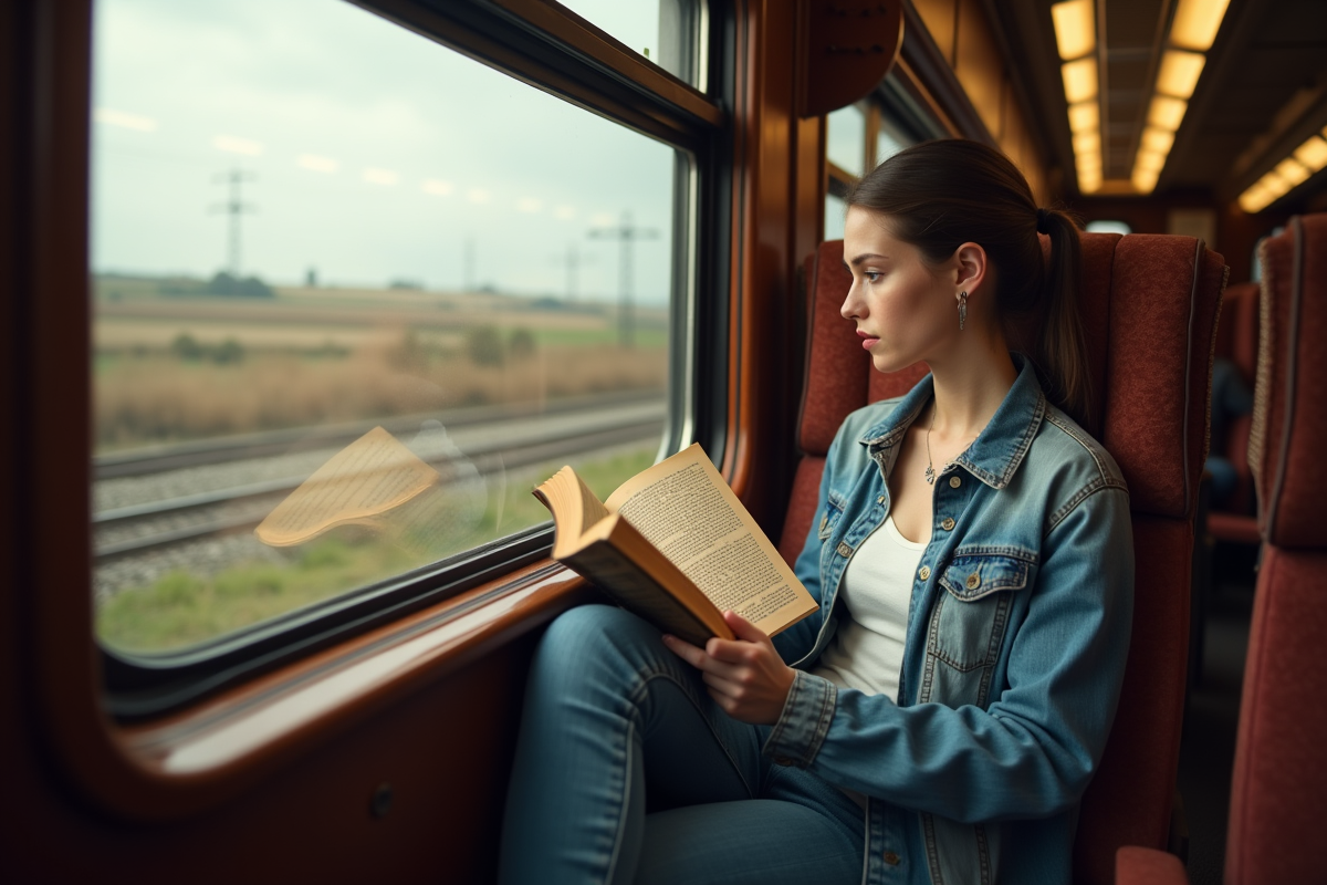 Jeune femme lisant un livre d