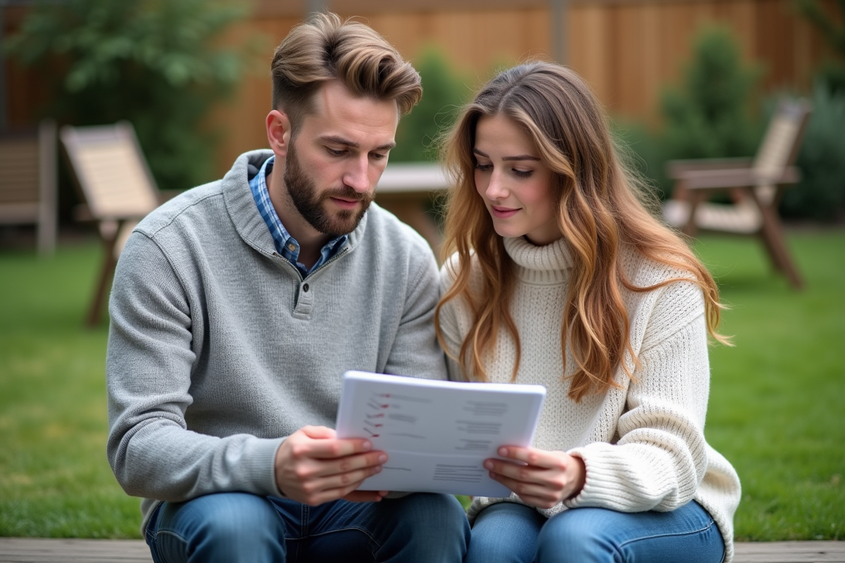 Deux frères et sœurs planifiant dans le jardin