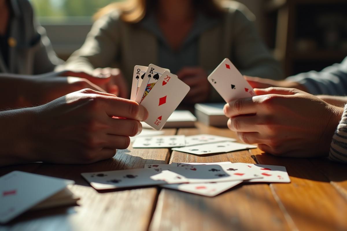 Mains tenant des cartes au-dessus d