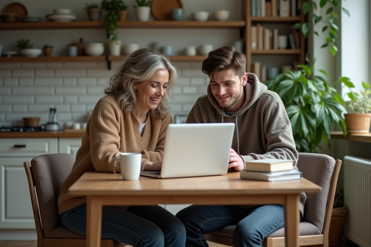 Femme et jeune homme discutant autour d