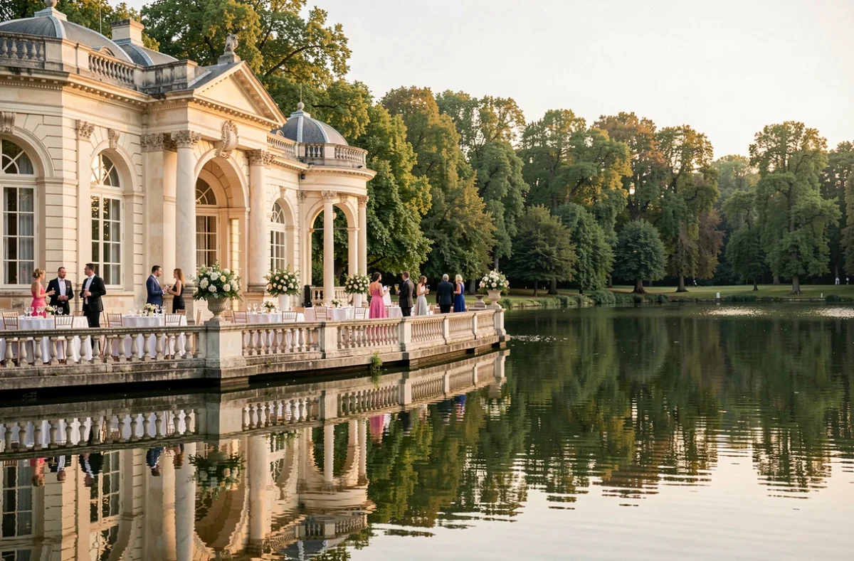 Le Pavillon Royal au Bois de Boulogne avec sa terrasse de réception donnant sur le lac et ses jardins