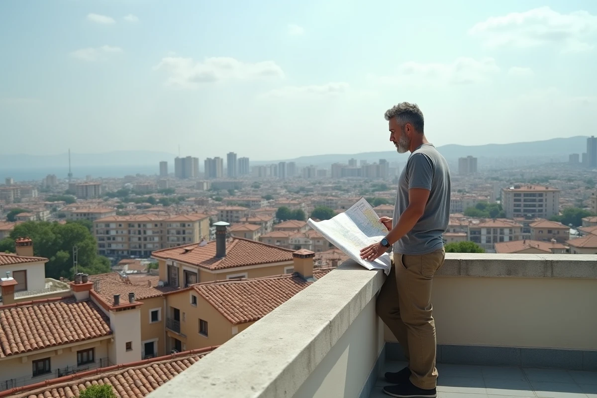 Vue panoramique depuis un toit de Marseille montrant le contraste entre quartiers calmes et zones urbaines bruyantes